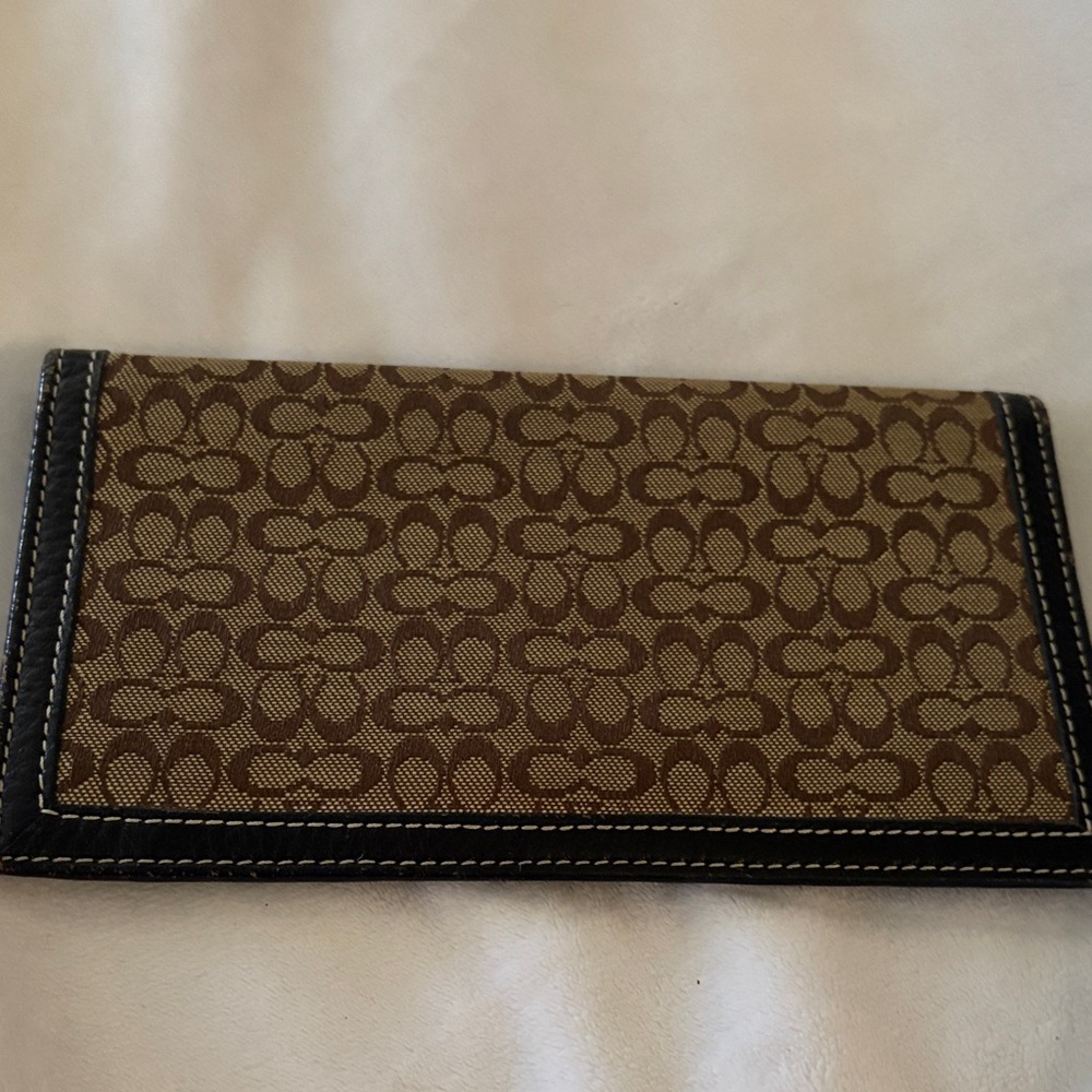 Coach Brown and Black Signature Wallet